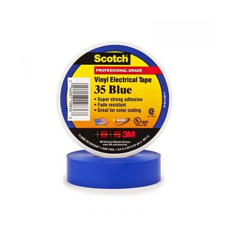 cinta electrica 3m 80610833925 scotch 3m 35 de pvcpolivinilo cadhesivo de caucho azul 34 in x 66 ft