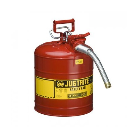 bidon de seguridad justrite tipo ii accuflow de acero rojo de 5 gal de 11.75 in x 17.5 in c/manguera de metal de 1 in p/gasolin