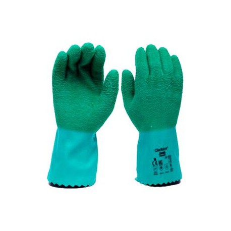 guante ansell gladiator forro de algodon crecubrimiento de latex verde t8