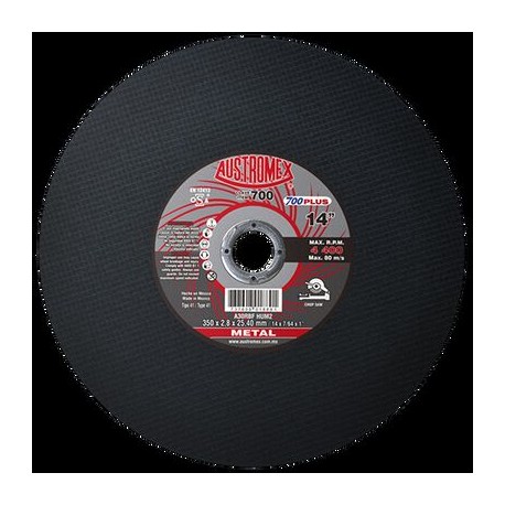 disco austromex 700 para corte de metal huecos tipo 41 dimension 350 x 2.8 x 25.4 especificacion a30rbfhum2